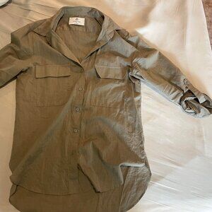 Aritzia Babaton Linen Olive/Army Green Shirt